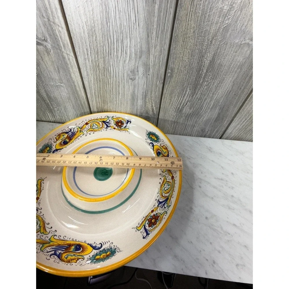 Ceramica Nova Deruta Italy Chip and Dip Server Round Ceramic Platter 12 inch